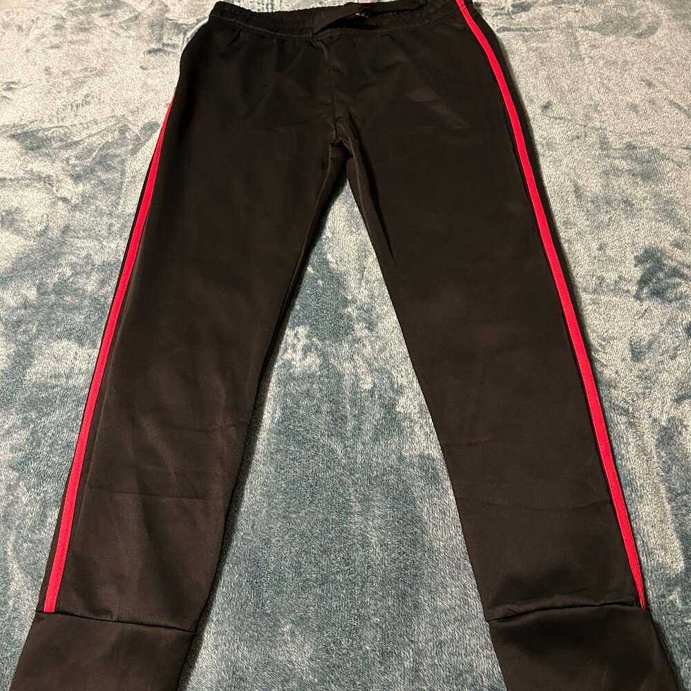 AQ Sport Black Pants w/Red Stripe on Sides. NWT